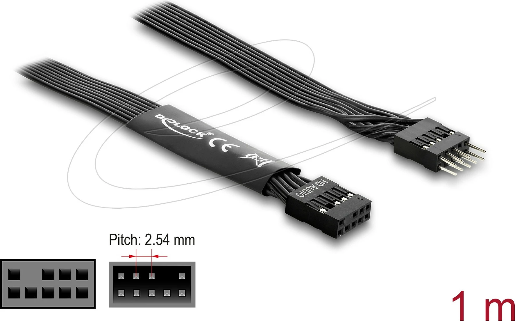 Kabllo HD Audio DeLOCK 86059, 9-pin mashkull/njër femër, 1 m, e zezë