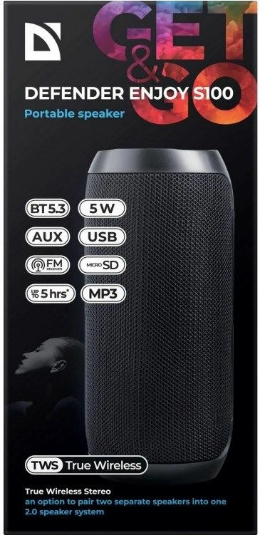 Altavoz portativ DEFENDER për outdoor, i zi