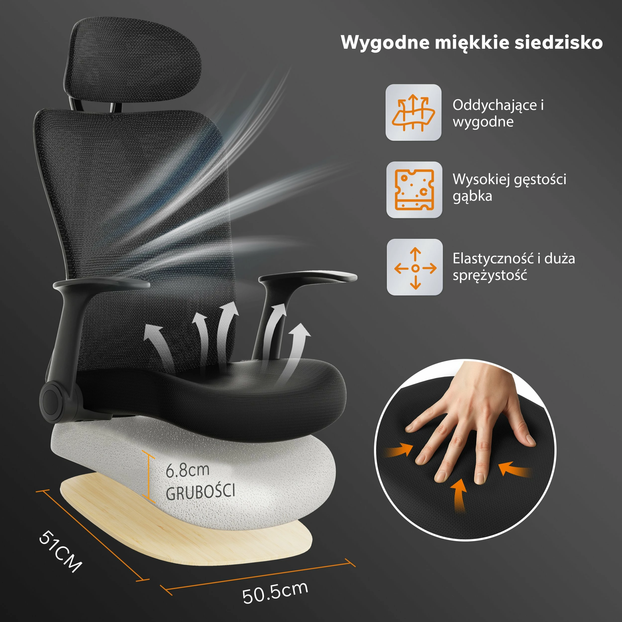 Karrige zyre SENSE7 Noxo, rrjetë, krahë 2D të rregullueshëm, mbështetëse koke e rregullueshme, 150 kg, e zezë