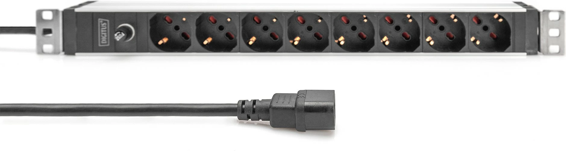 Prizë rack Digitus 8-portshe 1U, IEC C14, e zezë