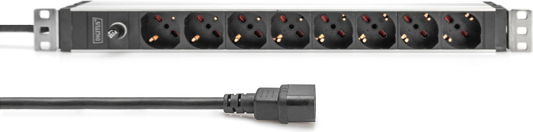 Prizë rack Digitus 8-portshe 1U, IEC C14, e zezë