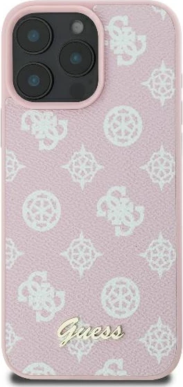 Mbështjellës Guess Peony Script Logo MagSafe për iPhone 16 Pro, Rozë