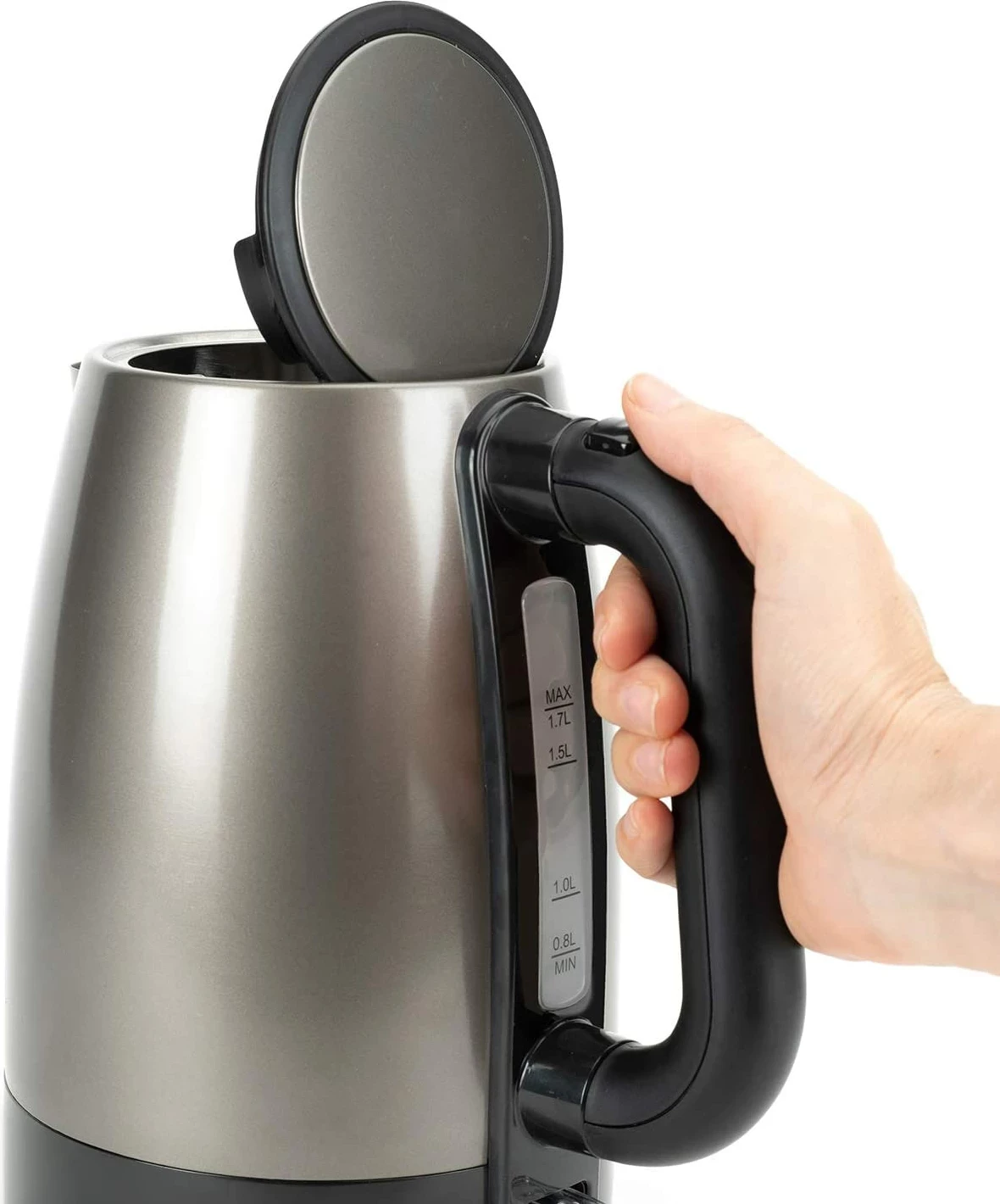 Çajnik elektrik Black&Decker BXKE2201E 1.7 L 2200 W Inox, Argjendtë/zezë