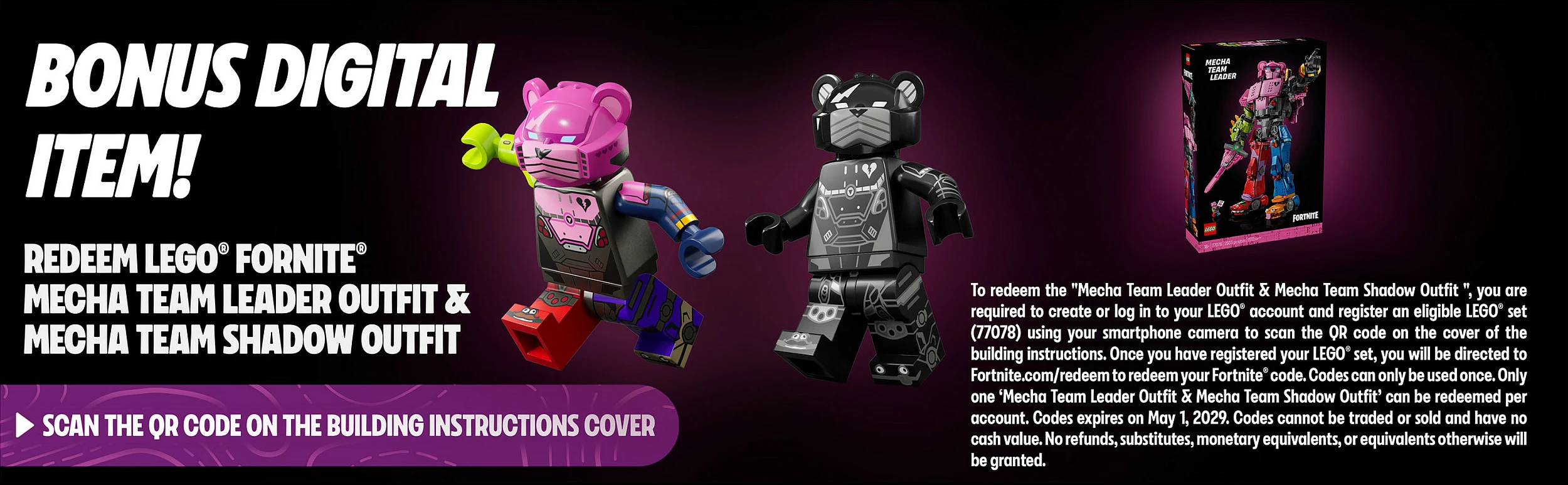 Set ndërtimi LEGO Fortnite Mecha Team Leader 77078, 2503 copë, figurë mech 45 cm, multikolor