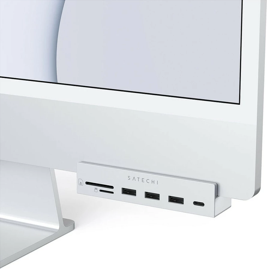 Hub USB-C Satechi Clamp Hub Pro ST-UCICHS, 6-në-1, për iMac, argjend