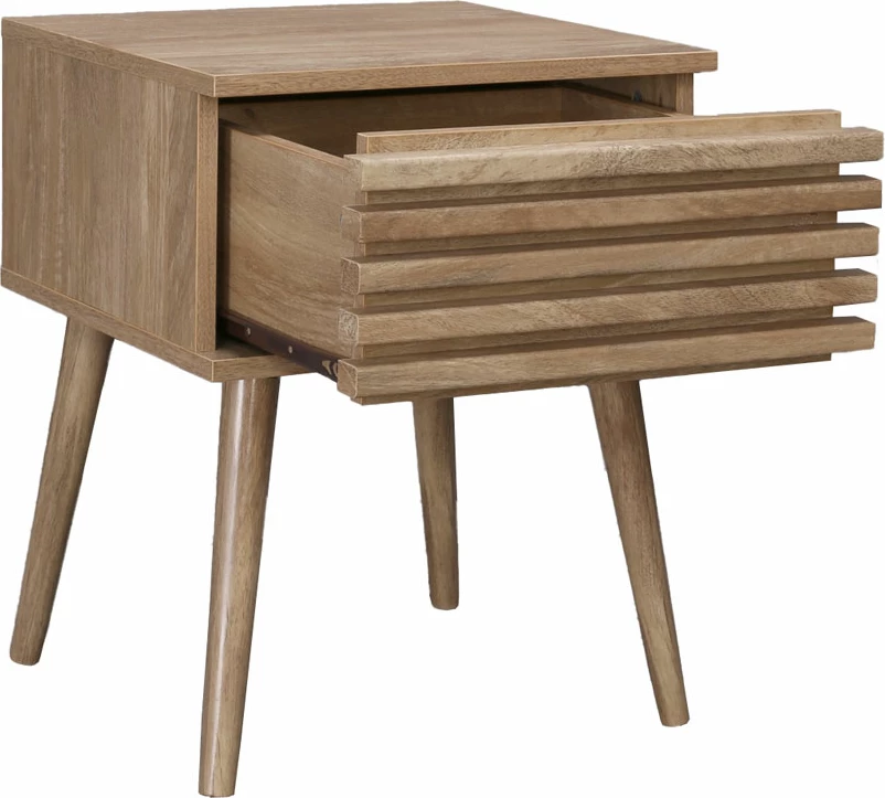 Komodinë KIROS me 1 sirtar, ngjyrë natyrale, 40x39x50.5 cm