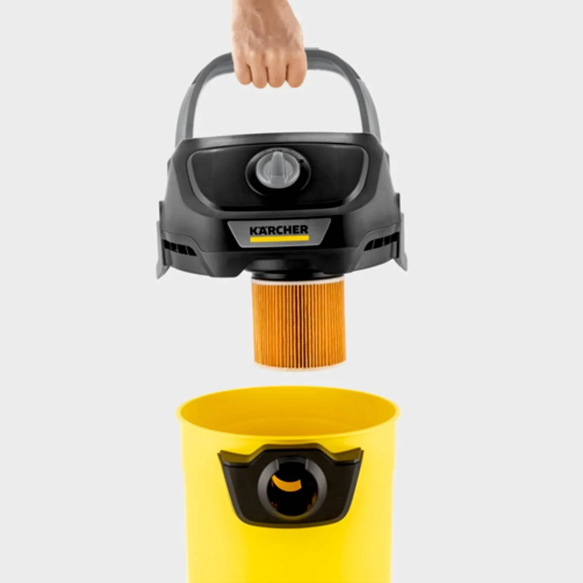 Fshesë me korrent lagë e thatë, Karcher, KWD 3 V-15/4/20 (BYY) 1.628-444.0, depozitë 15L çelik inox, 1000W, verdhë