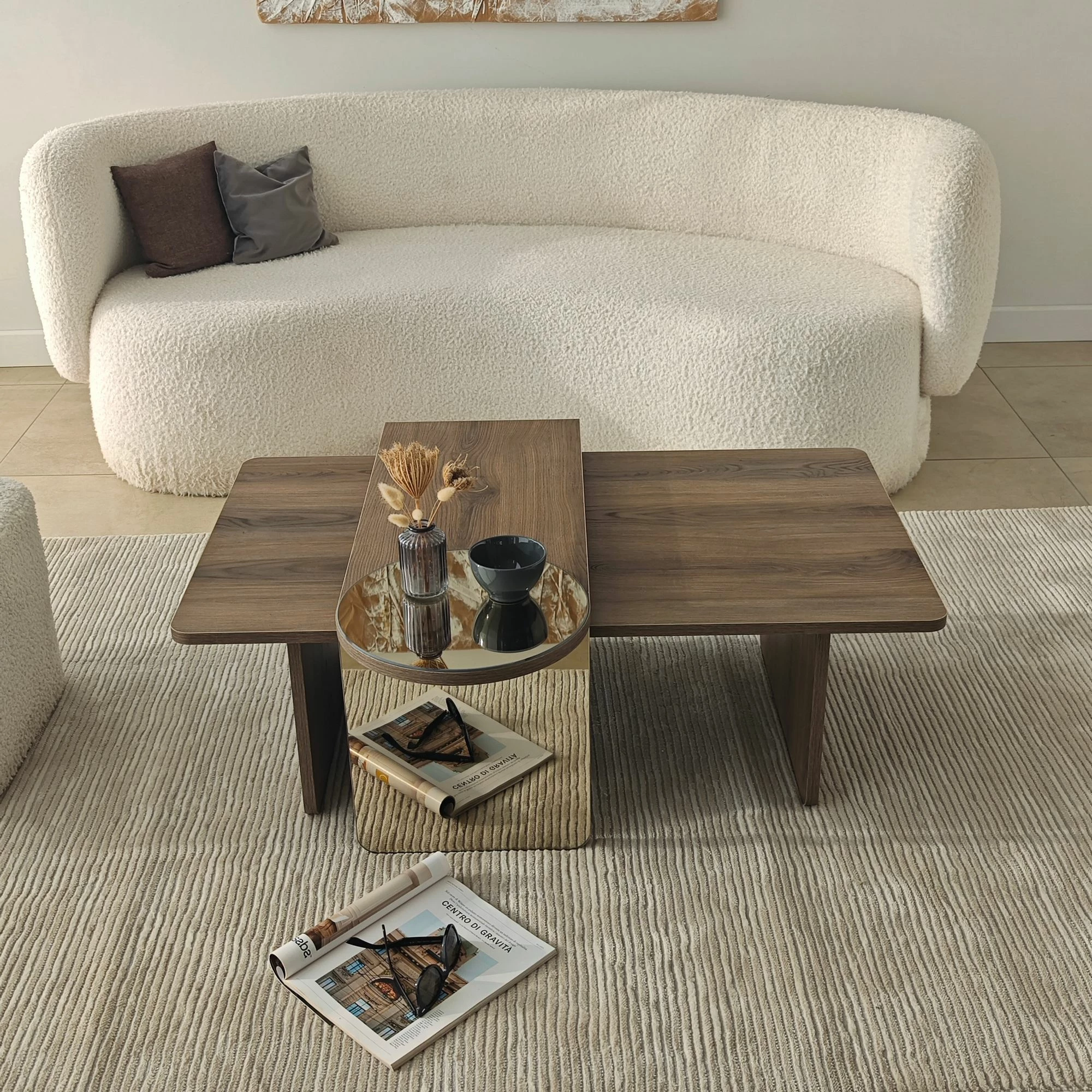 Set tavolinash për kafe Skye Decor, Luna 2, bronzie, arrë