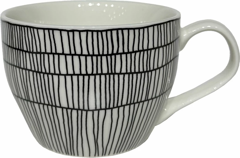 Filxhan Serax, New Bone China, bardhë me të zezë, 11x11x8cm