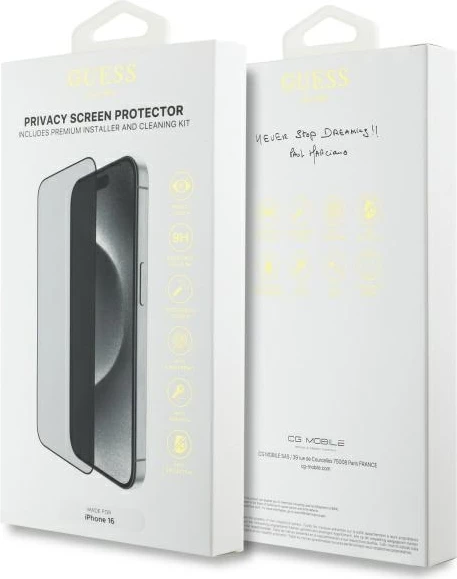 Mbështjellës xhami Guess Privacy 2.5D Outline për iPhone 16, 6.1"