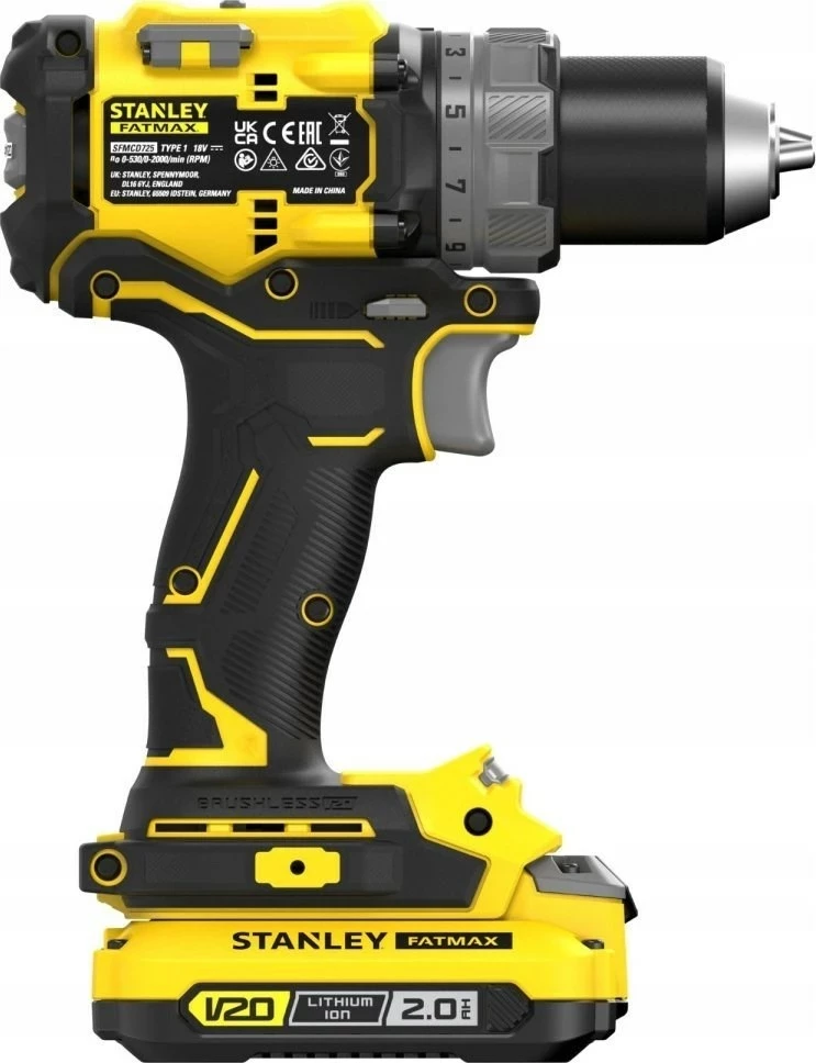 Burgi/vidhosës pa kabllo STANLEY SFMCD725D2K, 18V, 2x2Ah, e verdhë