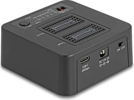 Docking station për SSD DeLOCK 64300, 2x M.2 NVMe, USB-C 20Gbps, e zezë