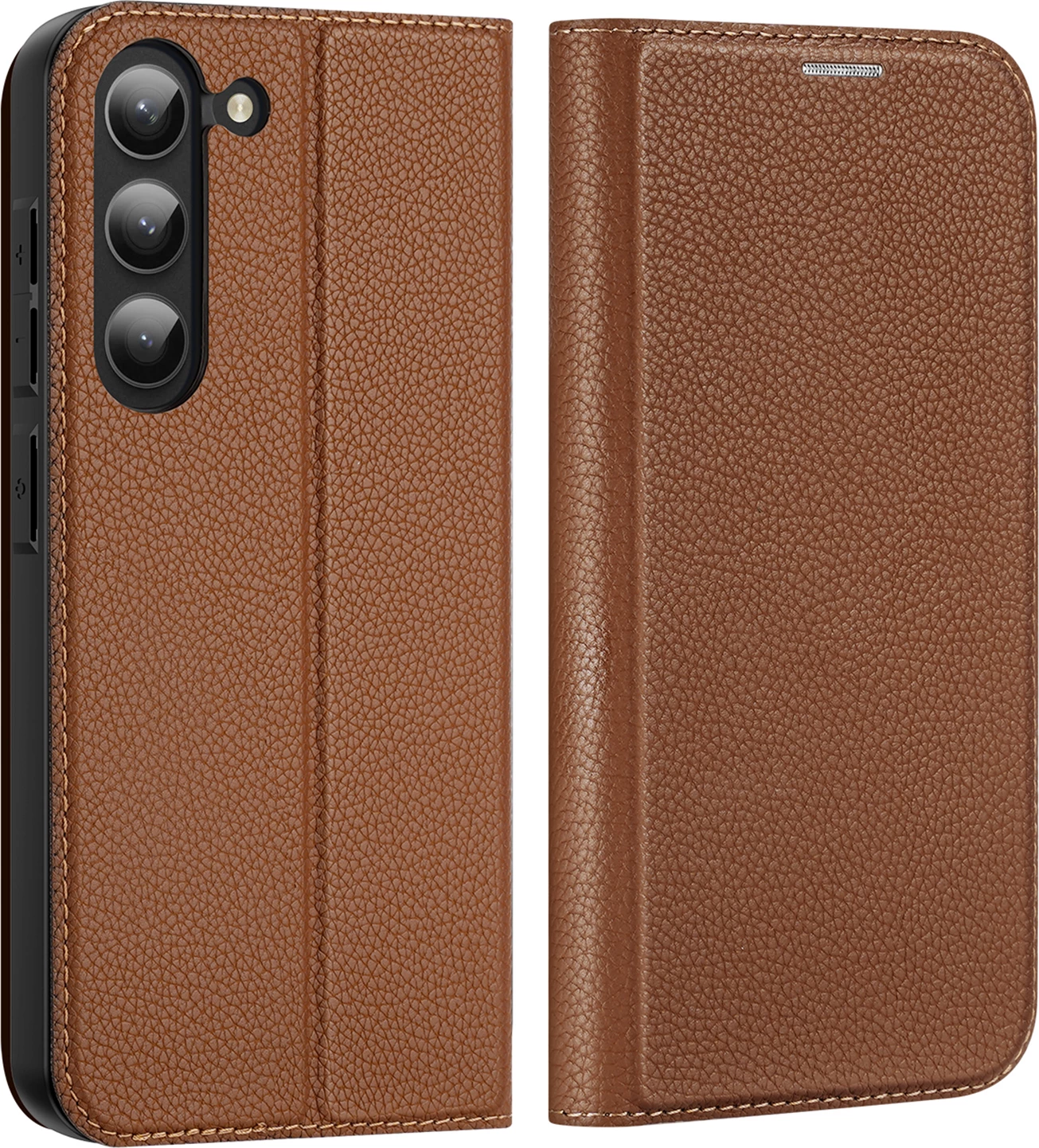 Mbështjellës Dux Ducis Skin X2 për Samsung Galaxy S23+, me kapak, portofol dhe qëndrim, Kafe