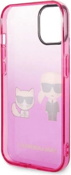 Mbështjellës KARL LAGERFELD KLHCP14MTGKCP për iPhone 14 Plus, Full Body Protection, rozë gradient