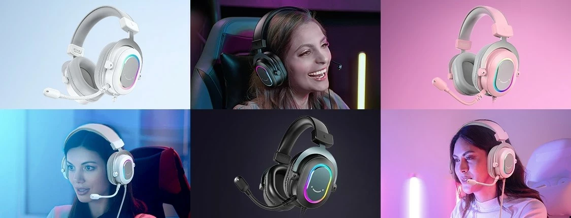 Kufje Fifine H6W AmpliGame, 7.1 Surround, RGB, USB/3.5mm, me mikrofon, të bardha