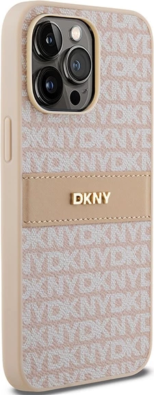 Mbështjellës DKNY Mono Stripe & Metal Logo për iPhone 14 Pro, rozë