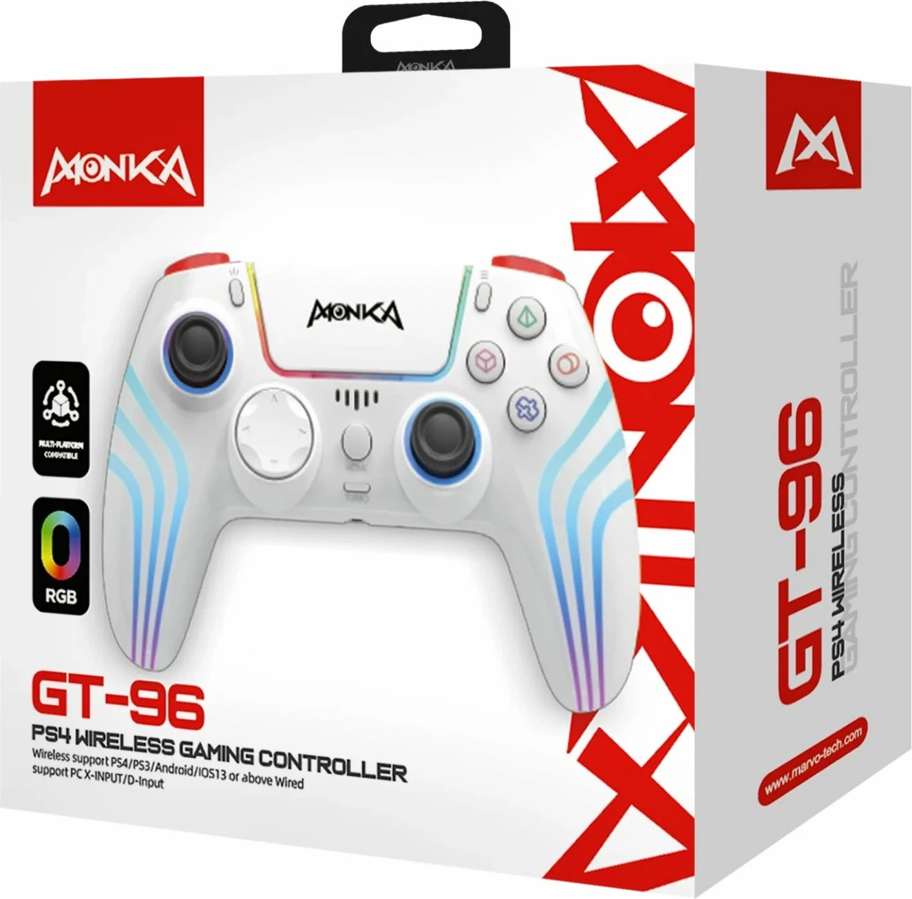 Kontroller lojërash Marvo Monka Contra GT-96, wireless BT4.2, Type-C, 1000mAh, i bardhë