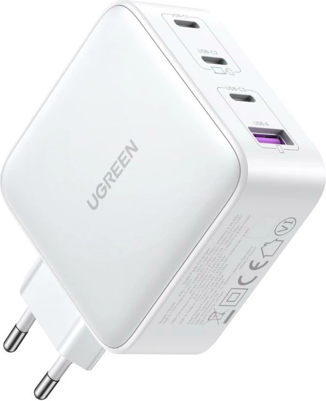 Karikues i shpejtë GaN Ugreen CD226, 100W, 3xUSB-C/USB-A, i bardhë