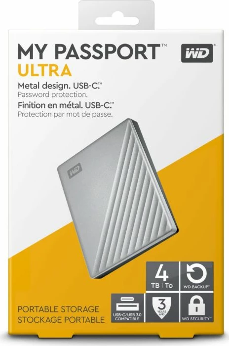 HDD i jashtëm WD My Passport Ultra 4TB 2.5" USB 3.2 Gen 1 USB-C, Silver