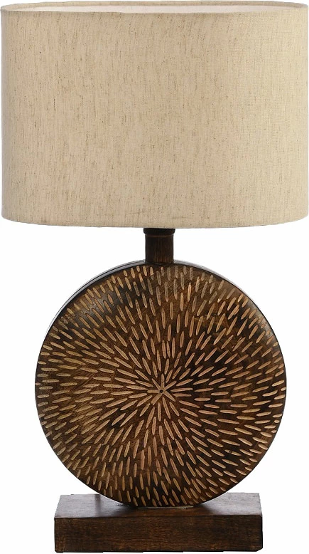 Lampë tavoline Melvin, dru, material tekstili, kafe-bezhë, 25x10x51cm