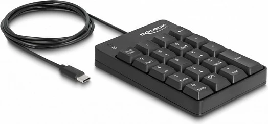 Tastierë numerike DeLOCK 12108, USB-C, 19 taste, kabllo 1.6 m, e zezë