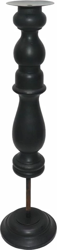 Mbajtëse qiriri HIPPO, dru dhe metal i zi, 13x13x46 cm