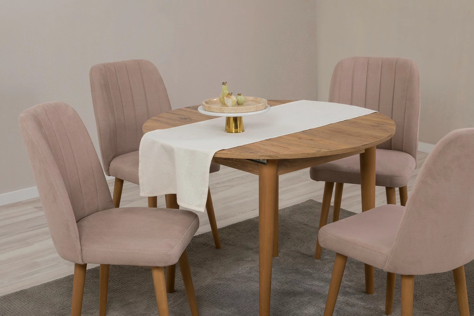 Tavolinë me karrige zgjatëse (5 copë), Skye Decor, Vina 0900, ngjyrë Atlantic Pine, Stone