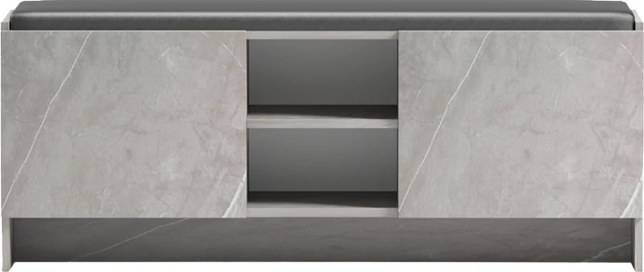 Stol për këpucë Zulla, efekt mermeri gri-bezhë, e zezë, 110x37x43cm