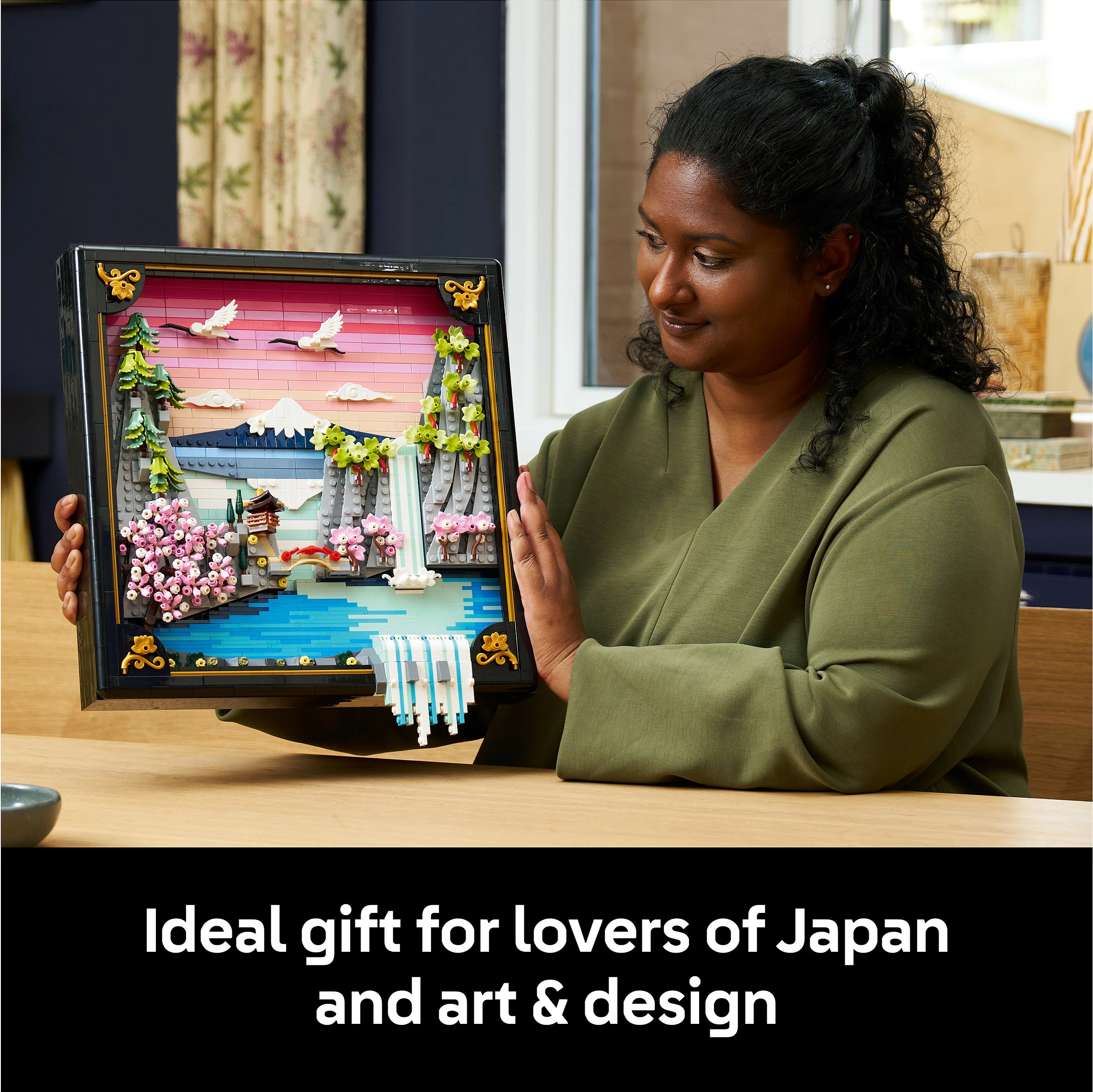 Set ndërtimi LEGO Art 31218 Japanese Cherry Blossom Landscape, 1892 copë, dekor muri 3D, Multikolor