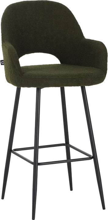 Karrige për bar Renish, ngjyrë jeshile e errët, me këmbë metali të zeza, 51x57x114cm