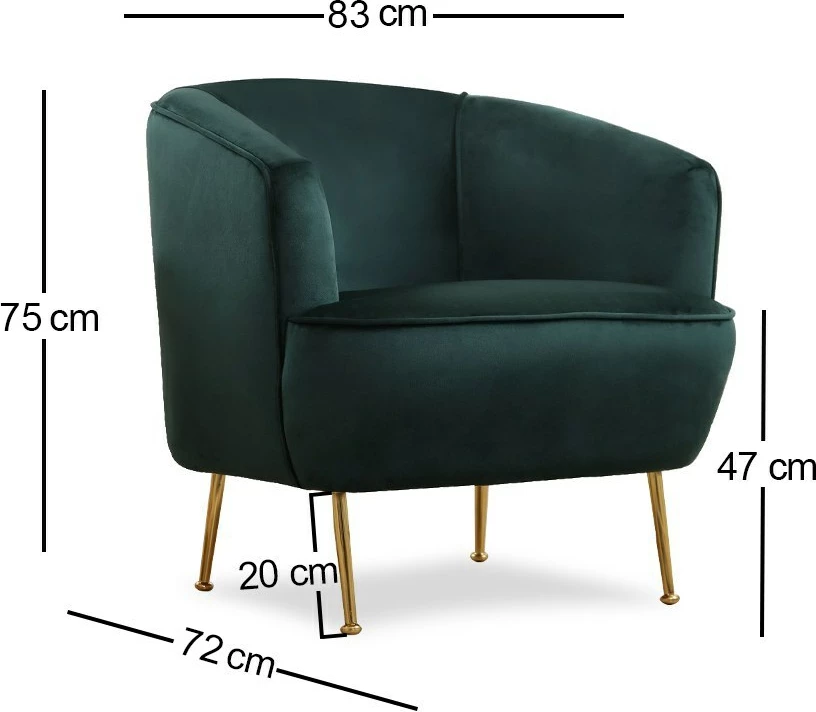 Karrige Wing, ngjyrë e gjelbër, këmbë metalike të arta, Atelier del Sofa, Piccoli