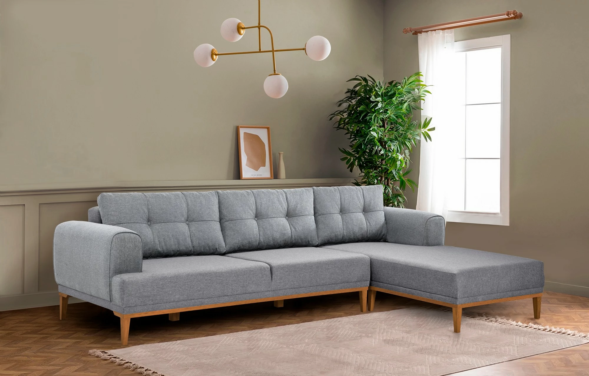 Kënd divan Atelier del Sofa, Vina Corner, ngjyrë gri, Atlantic Pine