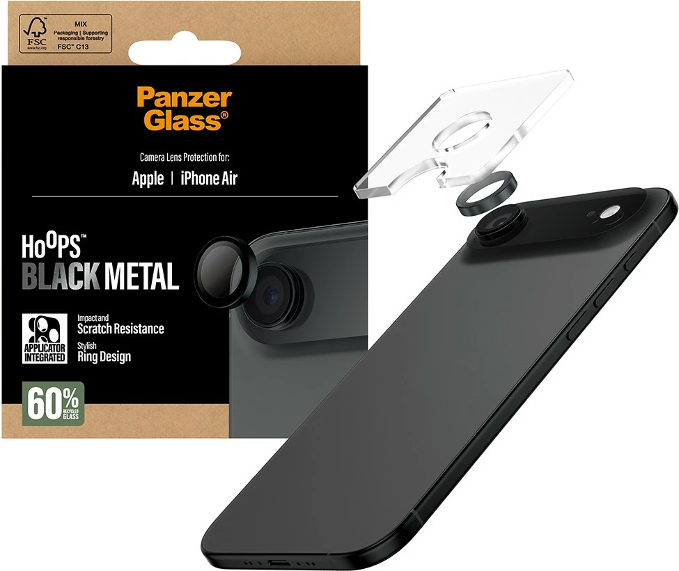 Mbrojtës kamerë PanzerGlass Hoops për iPhone Air, e zezë