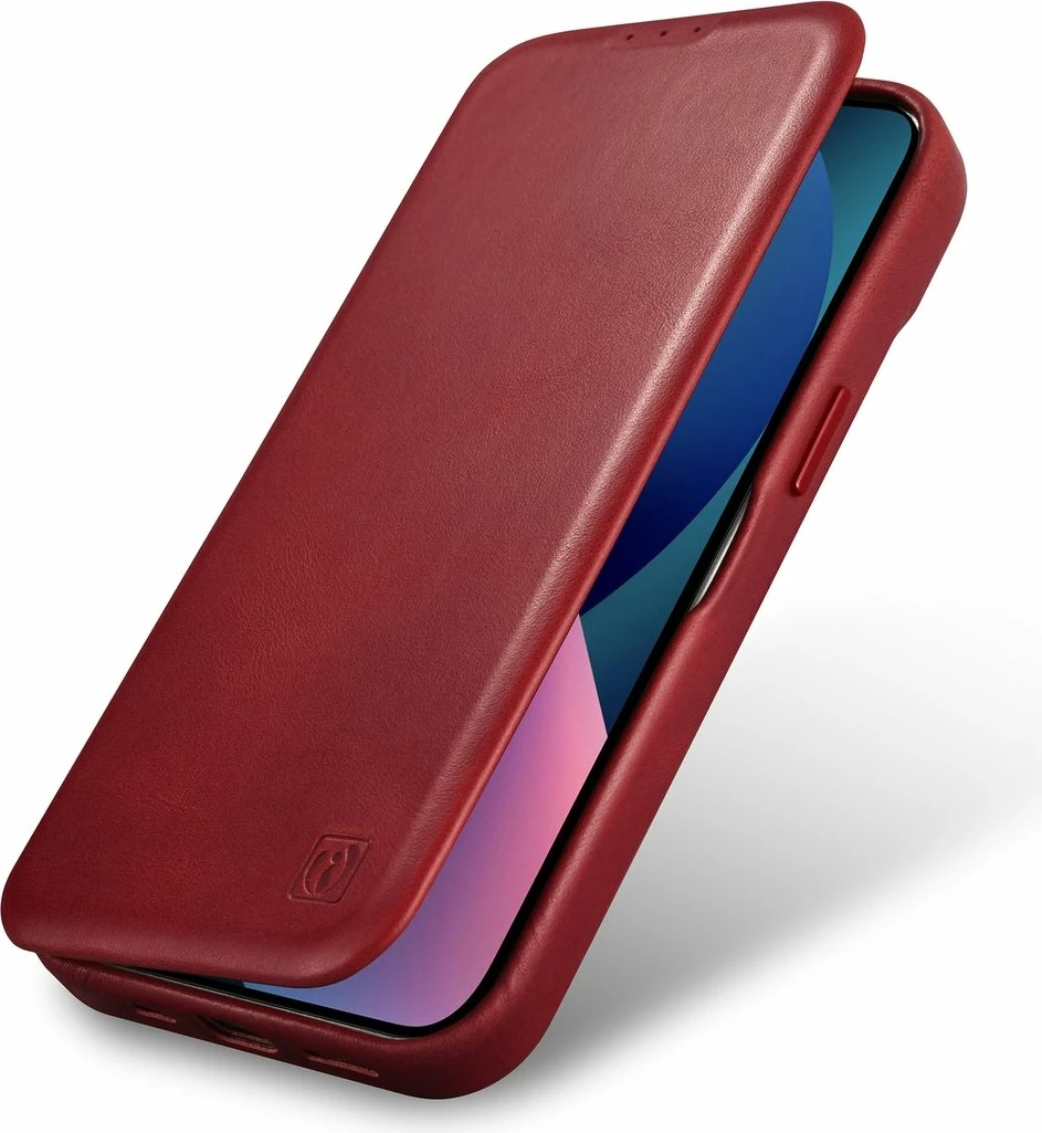 Mbështjellës iCarer Oil Wax Premium Leather Folio për iPhone 14 Plus, MagSafe, Kuq