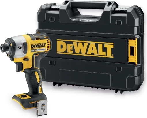 Vidatore me goditje me aku Dewalt DCF887NT, 18V, 1/4\", brushless, 205Nm, me kuti TSTAK, pa bateri, verdhë/zi
