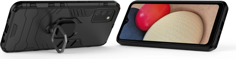 Mbështjellës Hurtel Ring Armor për Samsung Galaxy A03s, me dorezë magnetike, i zi