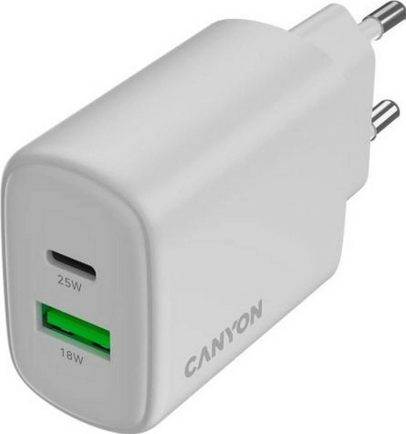Karikues rrjeti Canyon OnCharge 250 25W, 1x USB-C PD, 1x USB-A QC, i bardhë