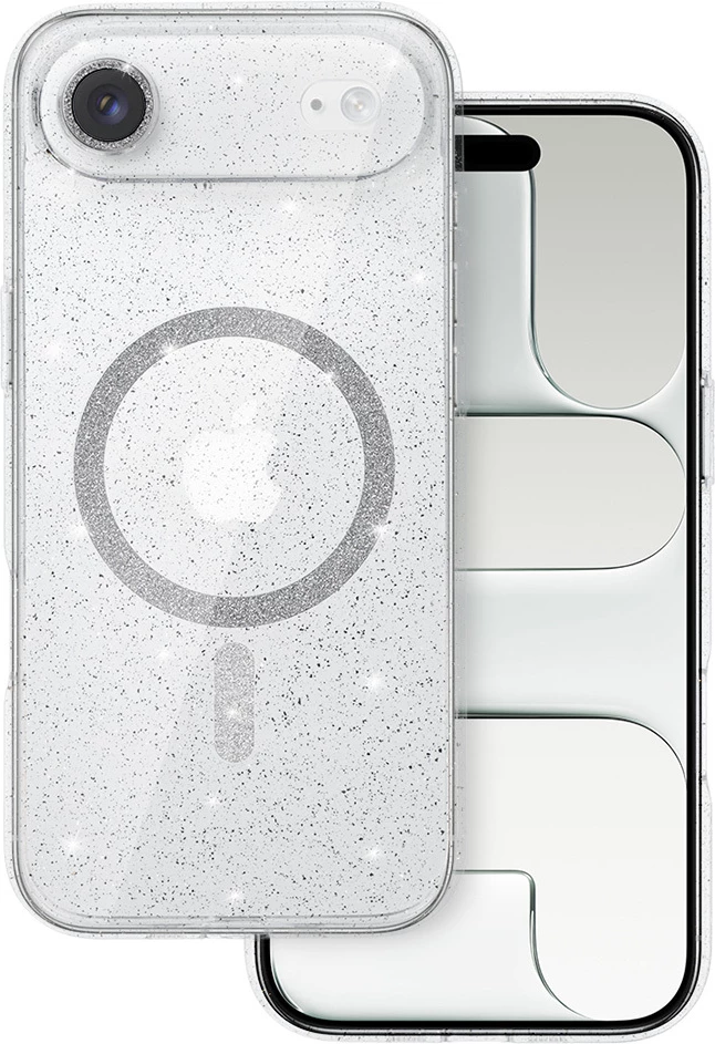Mbështjellës ONASI 23904 MagSafe silikon për iPhone 17 Air, transparent me glitter