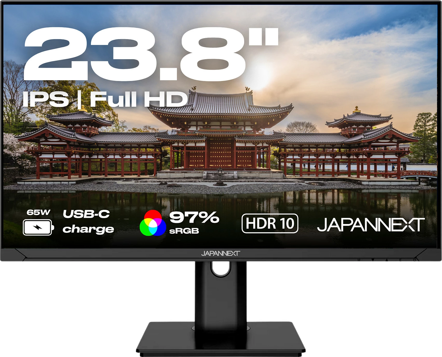 Monitor JAPANNEXT JN-IPS238FHDR-C65W-HSP, 23.8", IPS, Full HD 1920x1080, 75Hz, USB-C PD 65W, i zi
