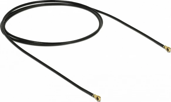 Kabllo antene RF DeLOCK 89646, MHF IV/HSC MXHP32 në MHF IV/HSC MXHP32, 0.5 m, 50 Ω, e zezë/ari