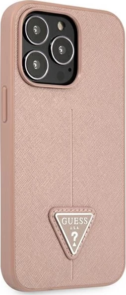 Mbështjellës Guess SaffianoTriangle Logo për iPhone 14 Pro Max 6.7", Rozë