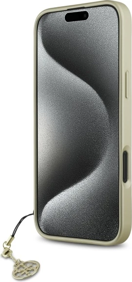Mbështjellës Guess 4G Charms Collection për iPhone 16 Plus, Kafe