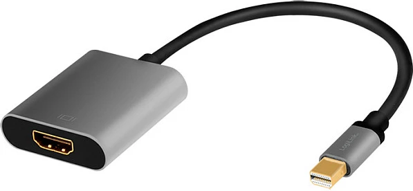 Adapter mini DisplayPort LogiLink, në HDMI, 4K/60Hz, 0.15 m, alumini, zi/hirtë