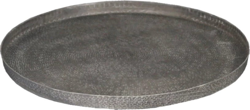 Tabaka dekorative e rrumbullakët Andros, alumini, ngjyrë e bardhë e larë, 40x40x3cm