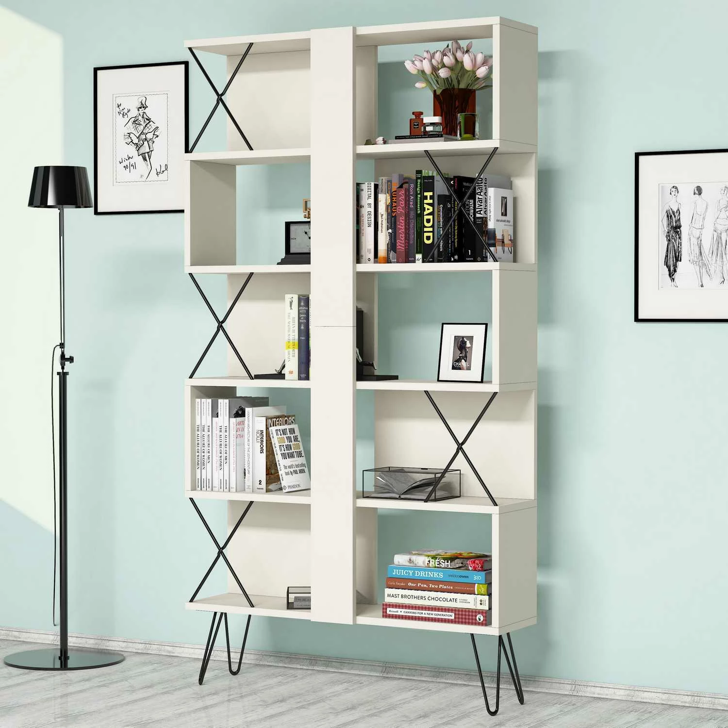 Raft librash Hanah Home, ekstra, ngjyrë krem
