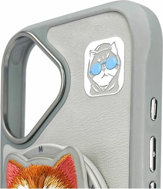 Kuti MagSafe Nimmy Glasses Cool Cat për iPhone 16, gri