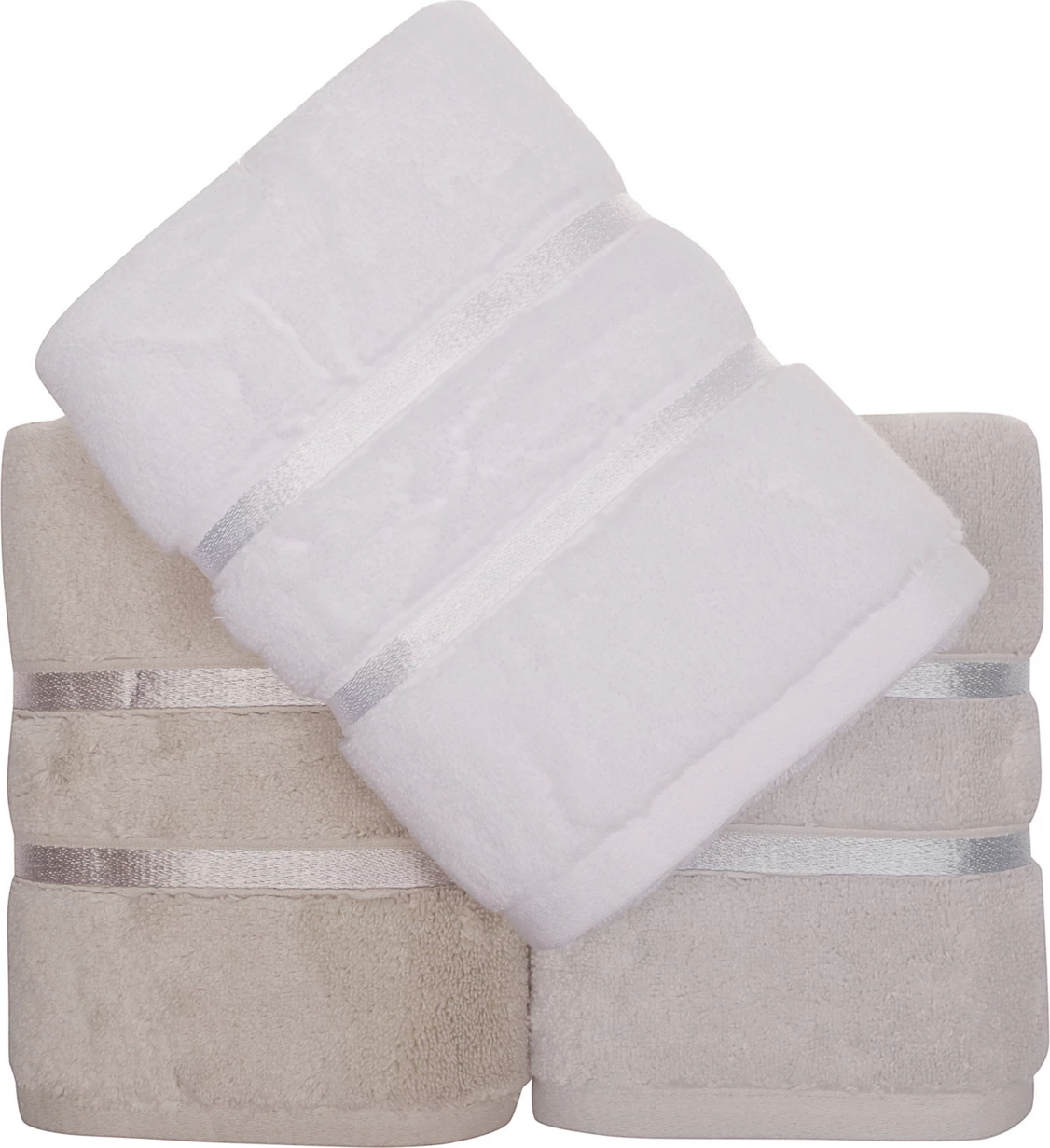Set peshqirësh për duar (3 copë), Mijölnir Dolce, bardhë, kaltër e çelët, kafe e çelët