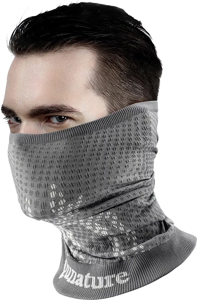 Ngrohës qafe / bandanë sportive, Qunature 11230014002, najlon i frymëmarrshëm elastik, pa qepje, madhësi universale 24.5x30 cm, gri