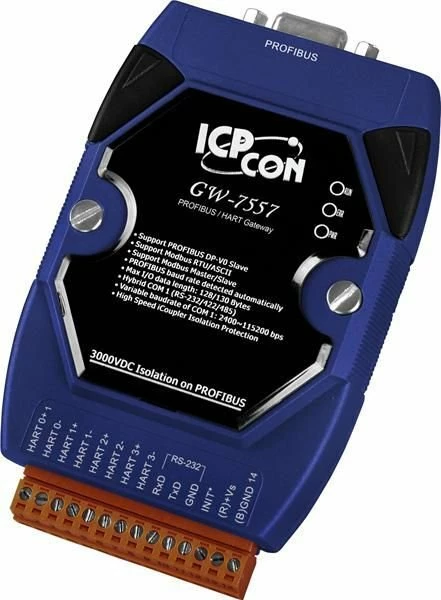 Gateway Moxa 46374 GW-7557-B CR PROFIBUS në 4-kanalësh HART, kaltër