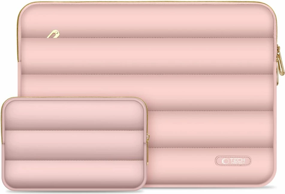 Kasë laptopi Tech-Protect Puffy 15-16", me çantë aksesorësh, Rozë